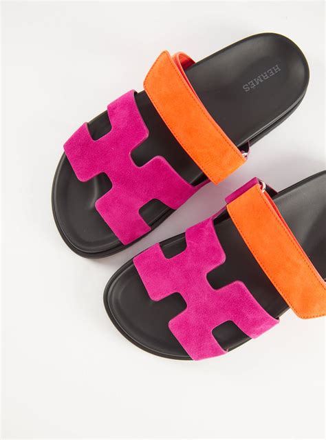 hermes chypre sandals pink and orange|Hermes chypre sandals suede.